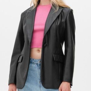 Black faux leather blazer